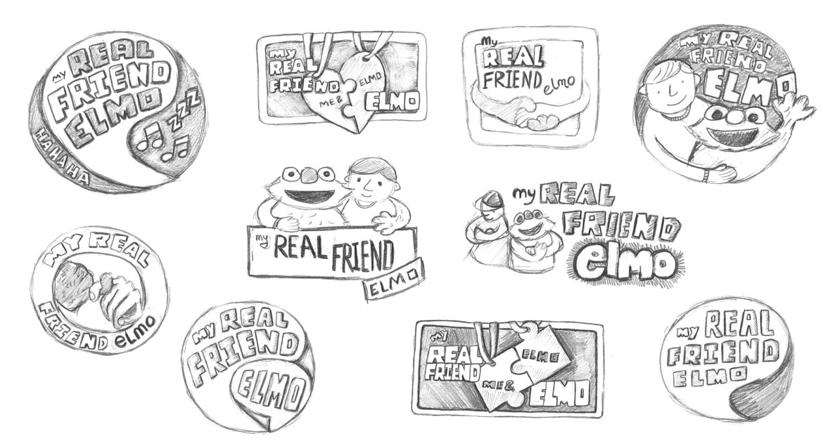 My Friend Elmo logotype sketches