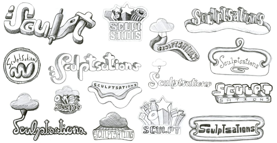 Sculptsation logotype sketches