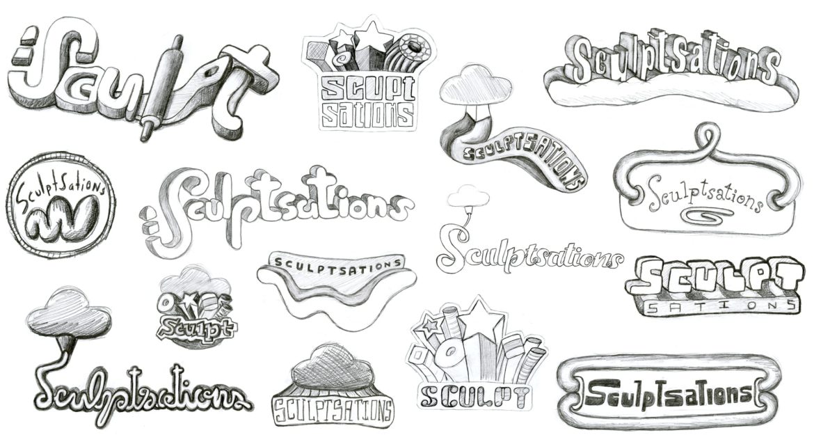 Sculptsation logotype sketches